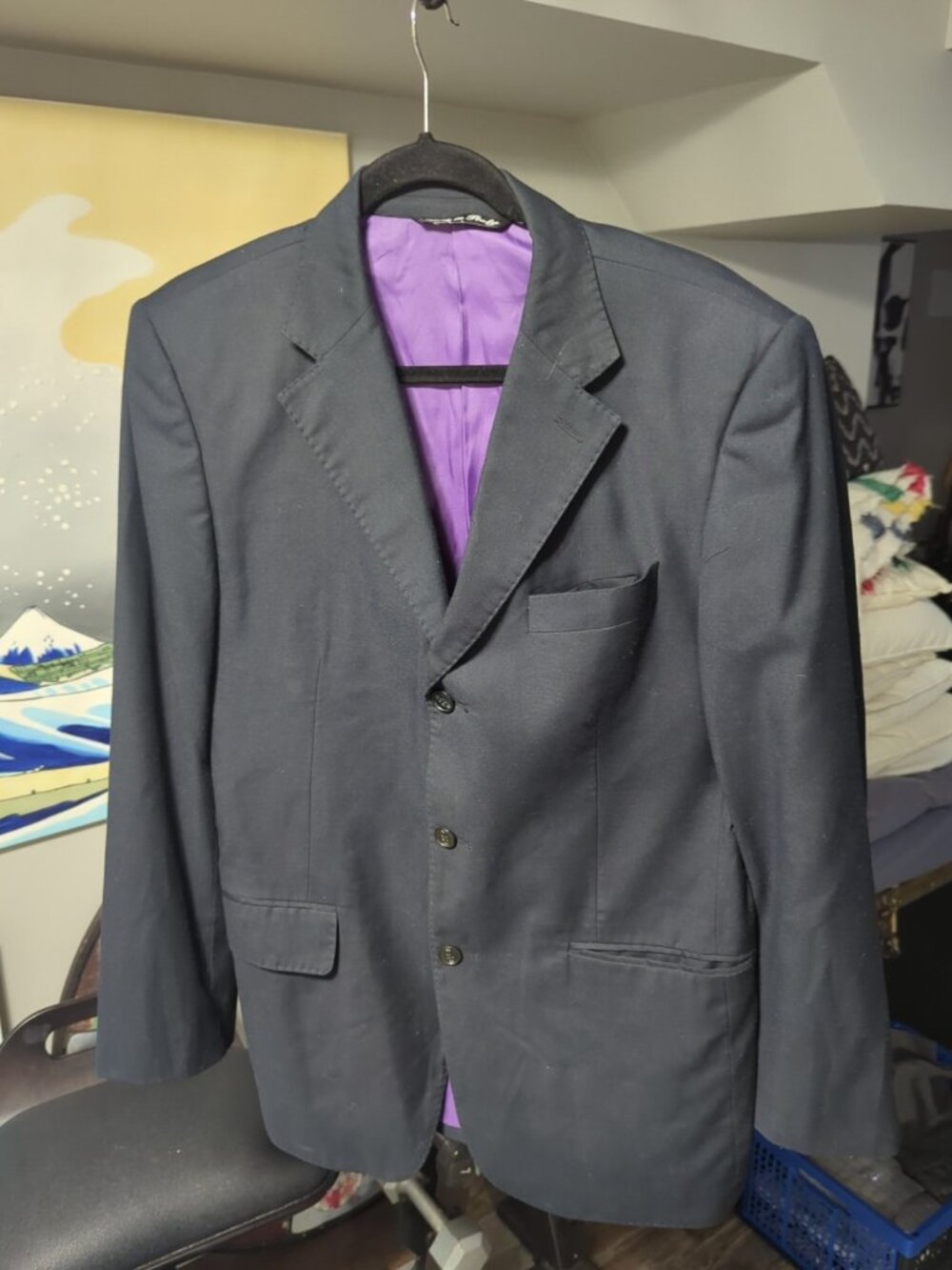 Paul Smith Mens The Westbourne Blazer Size 40 Navy Blue Black 100% Wool Jacket